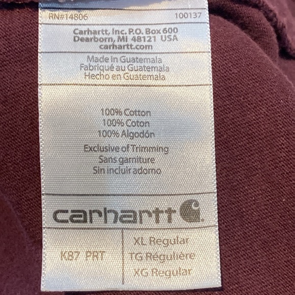 Men’s XL Carhartt Maroon Short Sleeve Shirt - Picture 4 of 4